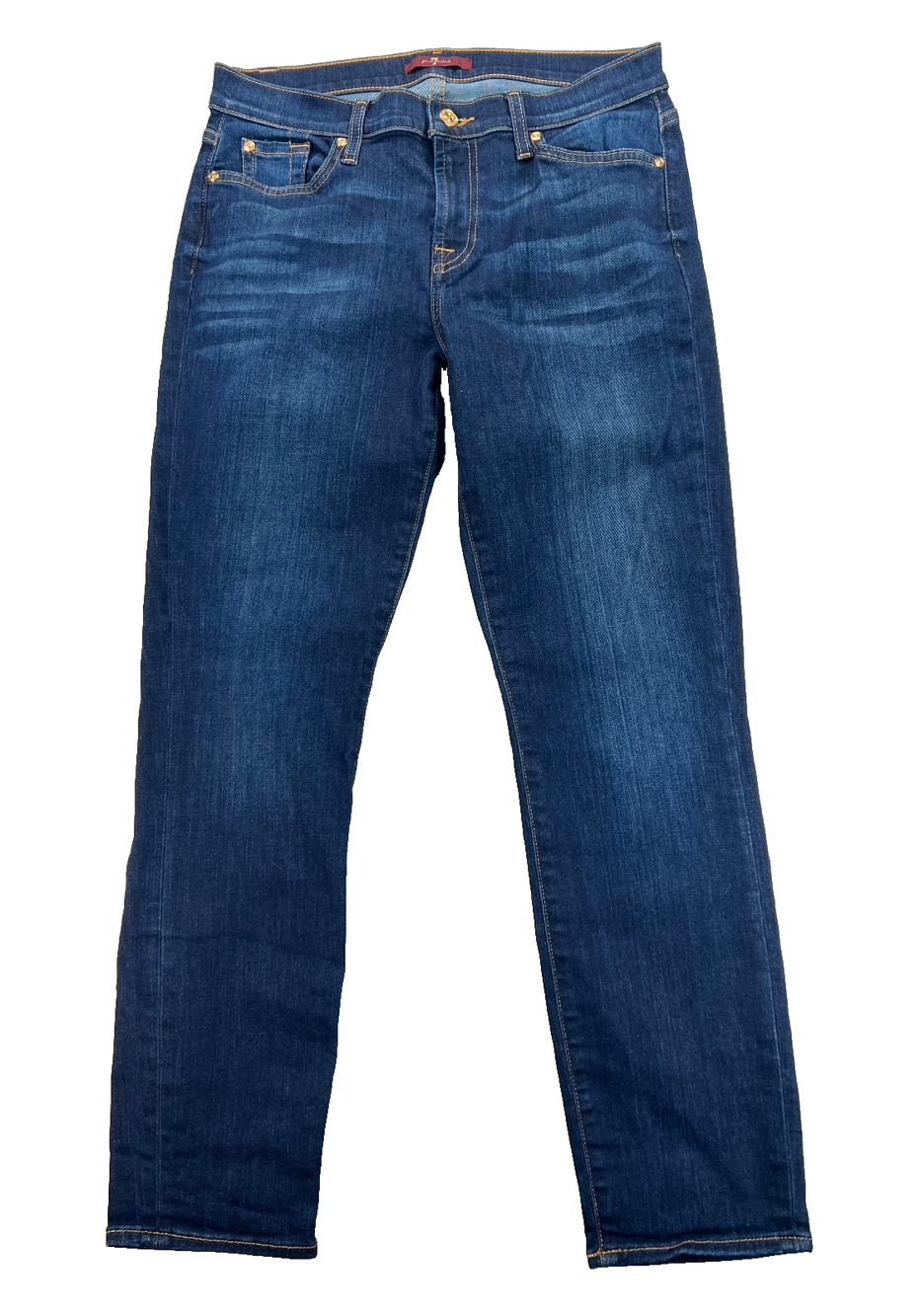 7 For All Mankind Mid-Rise Straight Ankle Blue Jeans (Women's 30)